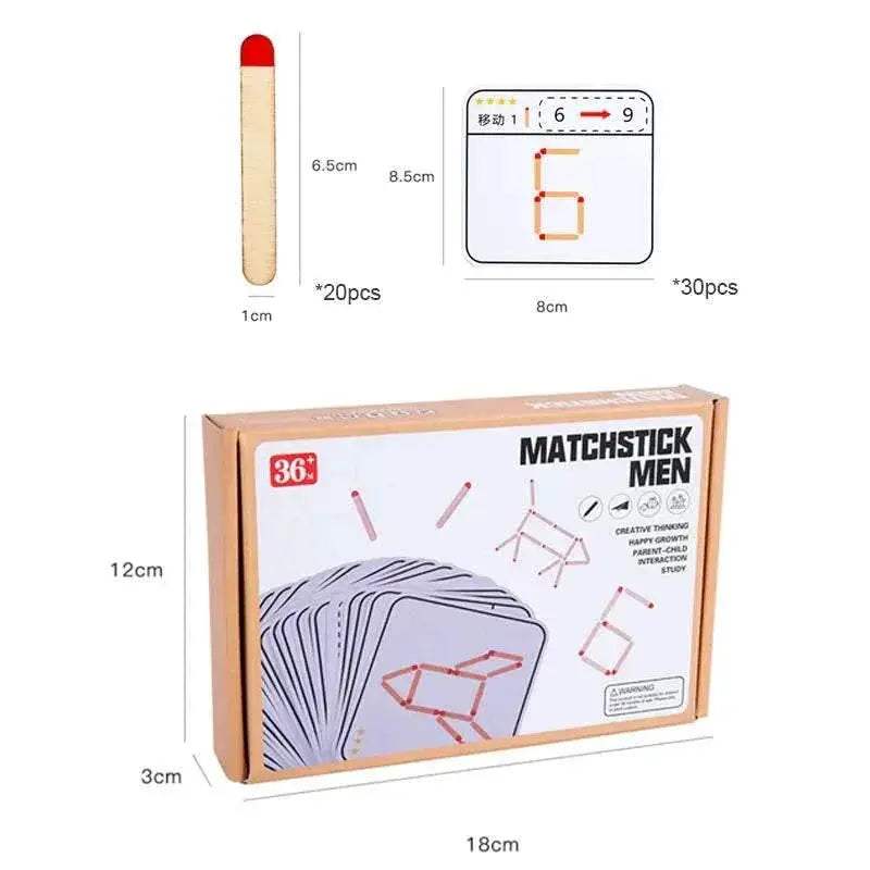 Educational Wooden Montessori Matchstick Puzzle Game for Kids Age 3 to 12 with Logic and Geometry Training - ToylandEU