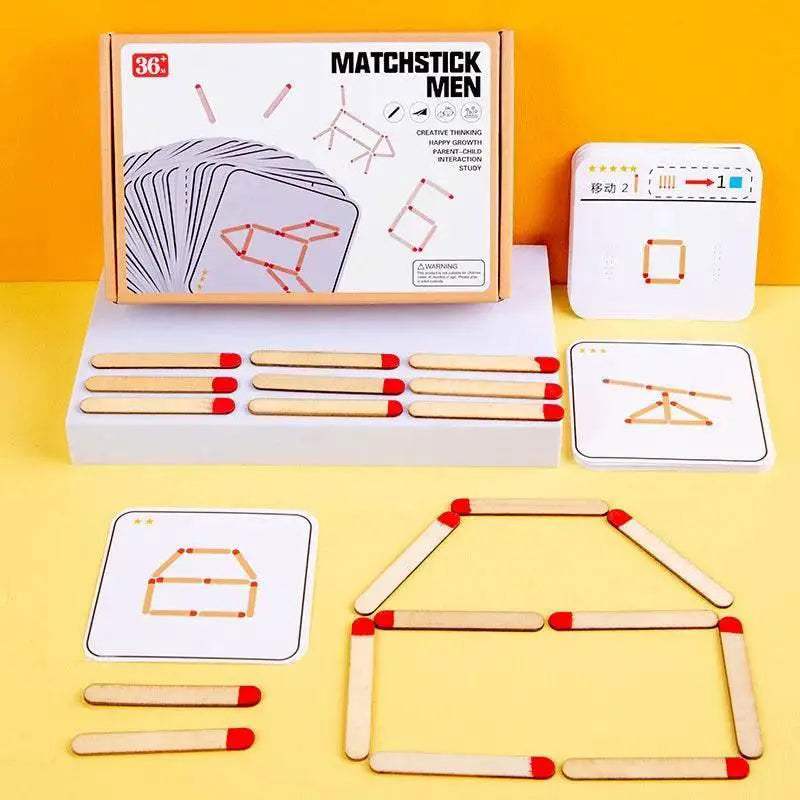 Educational Wooden Montessori Matchstick Puzzle Game for Kids Age 3 to 12 with Logic and Geometry Training - ToylandEU
