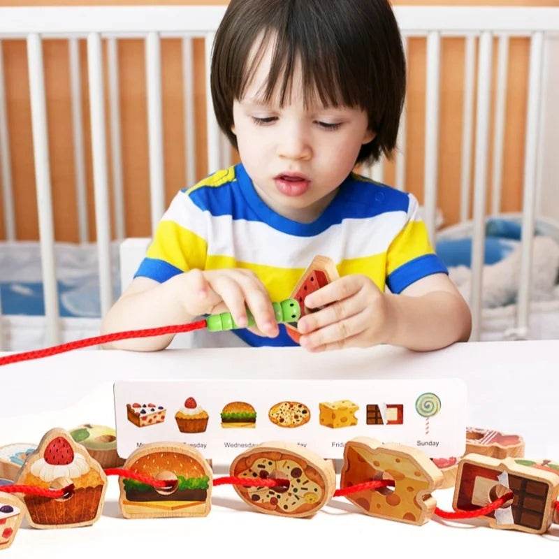Premium Montessori Threading Toy Set with Colorful Wooden Fruits for Preschool Boys and Girls Ages 3 to 6 - ToylandEU