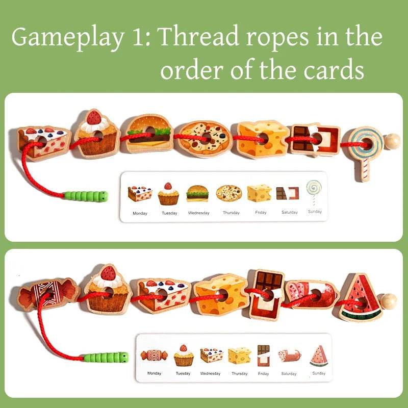 Premium Montessori Threading Toy Set with Colorful Wooden Fruits for Preschool Boys and Girls Ages 3 to 6 - ToylandEU