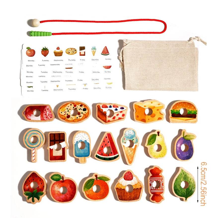 Premium Montessori Threading Toy Set with Colorful Wooden Fruits for Preschool Boys and Girls Ages 3 to 6 - ToylandEU