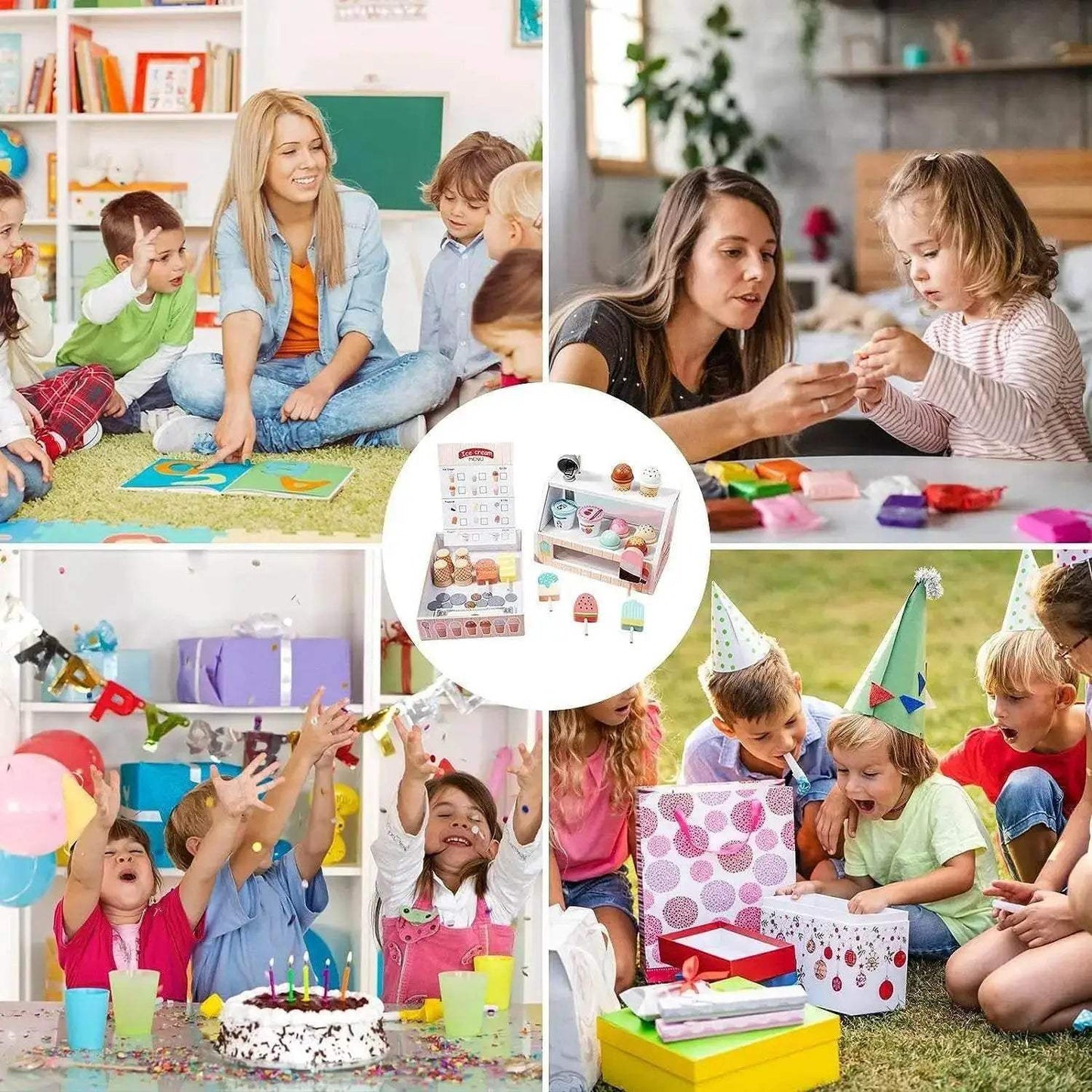 Premium Montessori Wooden Ice Cream Play Set for Kids Age 3 to 6 Educational Pretend Play Toys - ToylandEU