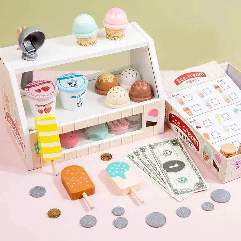 Premium Montessori Wooden Ice Cream Play Set for Kids Age 3 to 6 Educational Pretend Play Toys - ToylandEU
