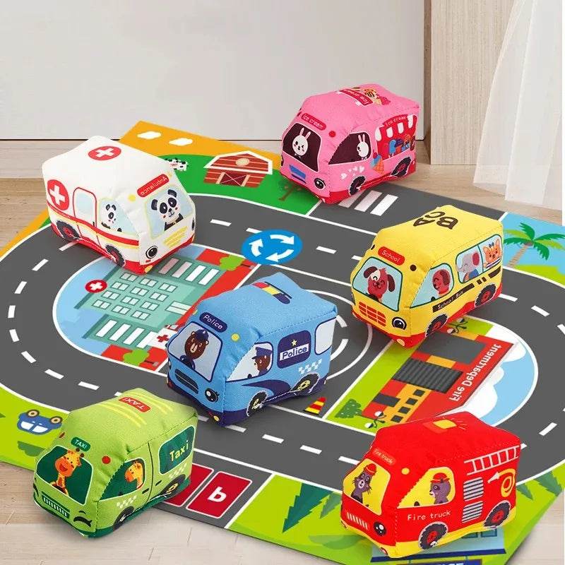 Soft Montessori Car Toy Set with Interactive Sound Rattle for Babies 12 to 18 Months - ToylandEU