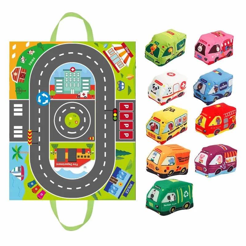 Soft Montessori Car Toy Set with Interactive Sound Rattle for Babies 12 to 18 Months - ToylandEU