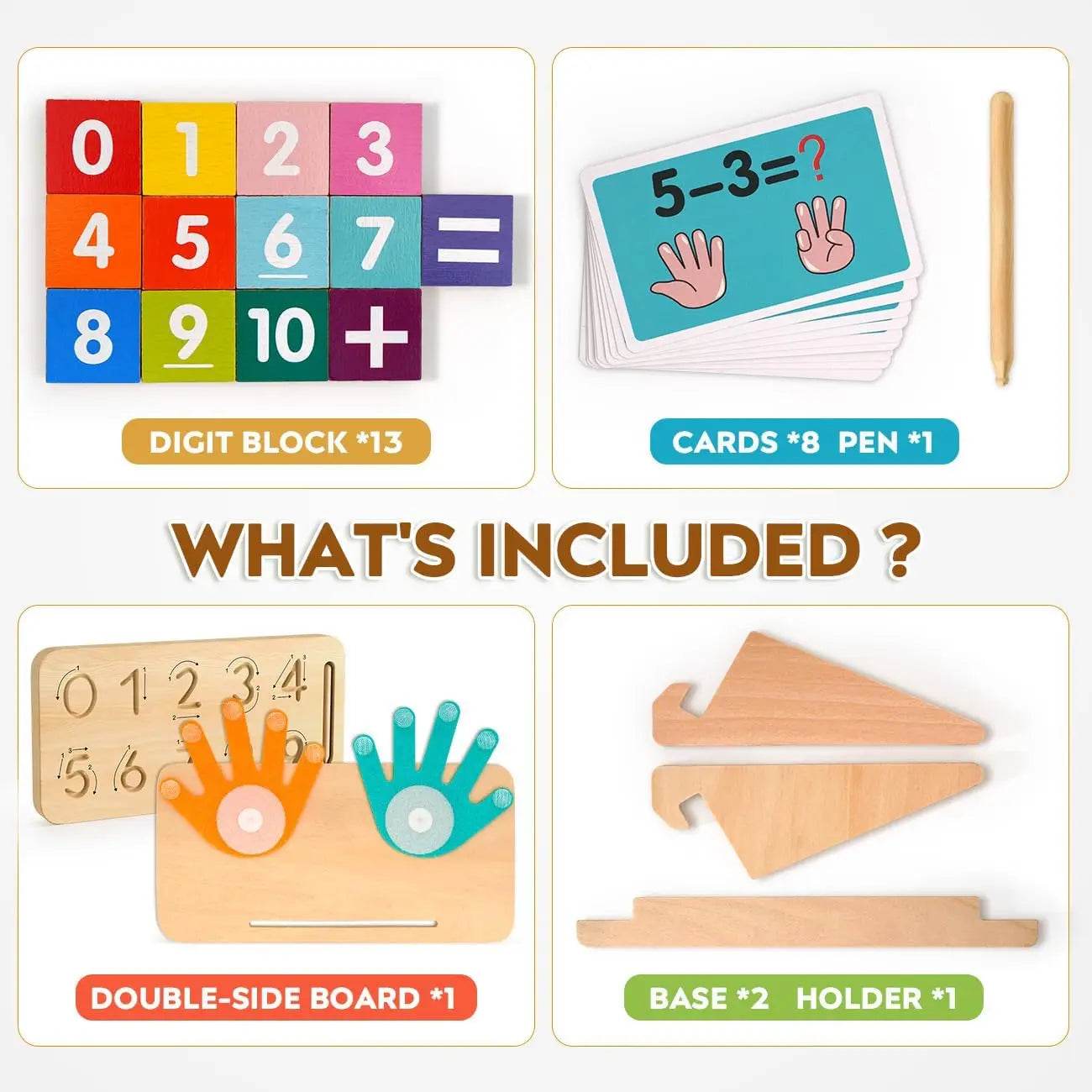 Interactive Wooden Montessori Finger Tracing Board for Toddlers with Double-Sided Number Blocks for Educational Math Learning - ToylandEU
