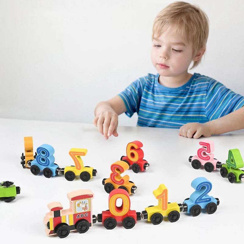 Premium Wooden Montessori Number Train Set with Magnetic Connections for Early Childhood Learning and Development - ToylandEU