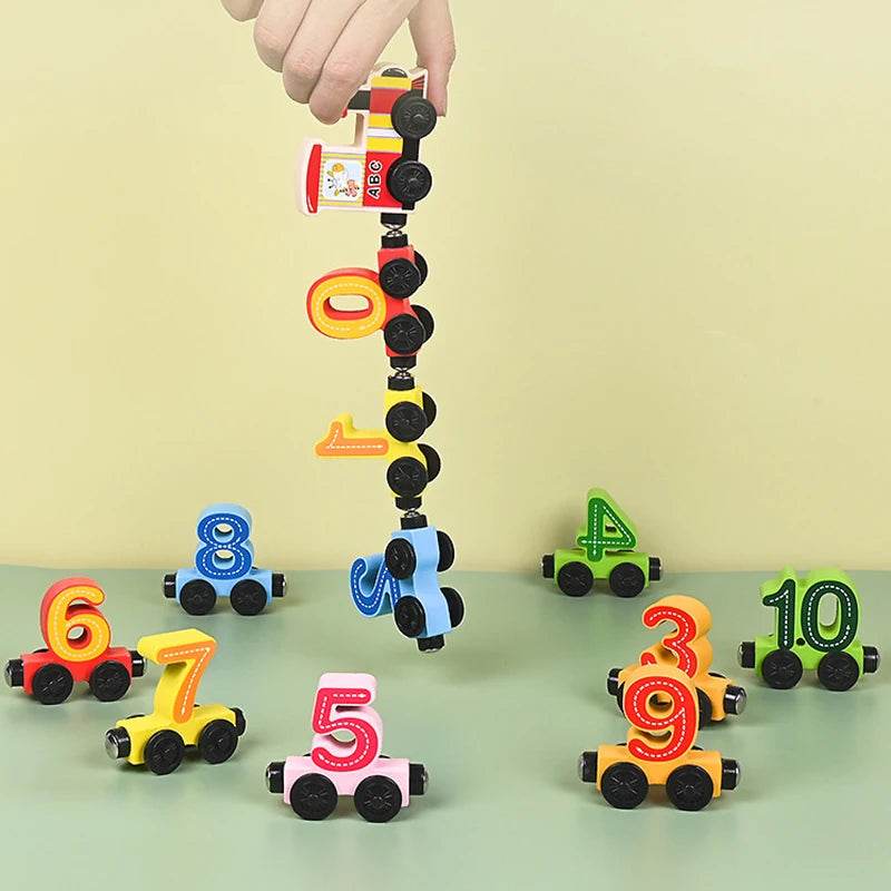 Premium Wooden Montessori Number Train Set with Magnetic Connections for Early Childhood Learning and Development - ToylandEU