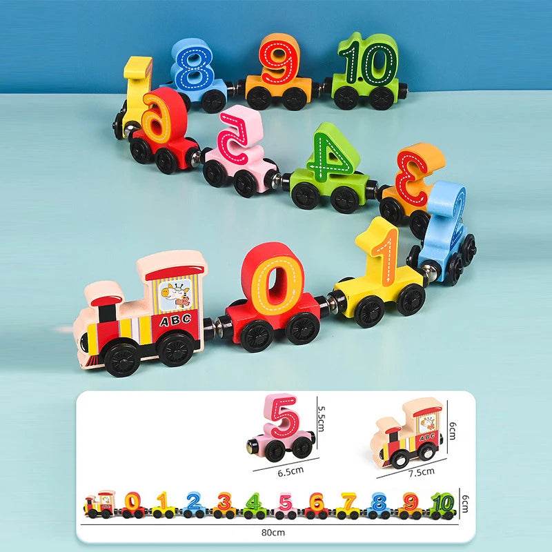 Premium Wooden Montessori Number Train Set with Magnetic Connections for Early Childhood Learning and Development - ToylandEU