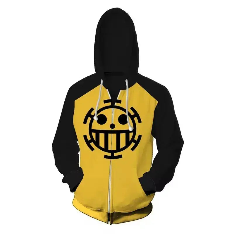 Trafalgar Law One Piece Hoodie Cosplay 3D Zipper Pullover - ToylandEU