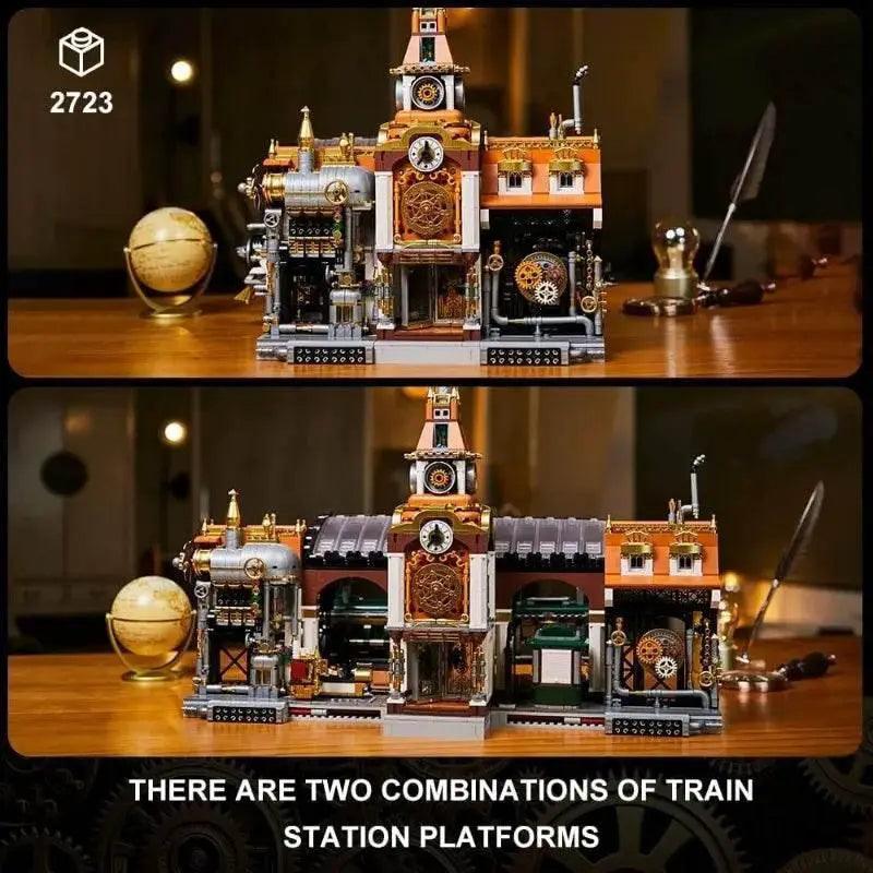  MOC 2788PCS MOC Steampunk Railway Station Large Building Blocks Mechanical Train Station Model Desktop Decoration DIY Toys Kids Gift -  ToylandEU™
