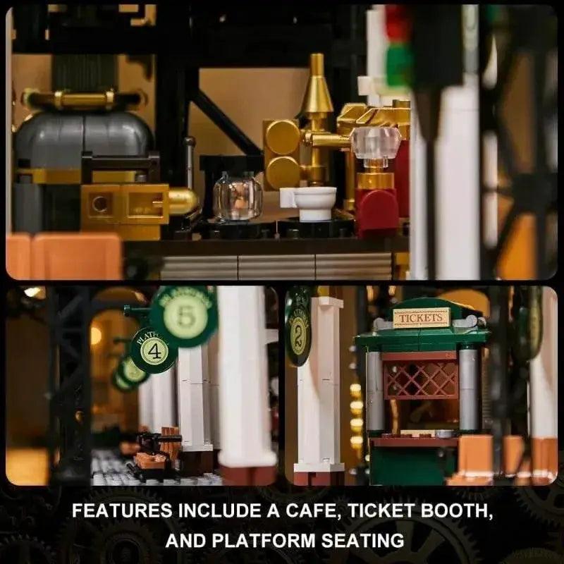  MOC 2788PCS MOC Steampunk Railway Station Large Building Blocks Mechanical Train Station Model Desktop Decoration DIY Toys Kids Gift -  ToylandEU™
