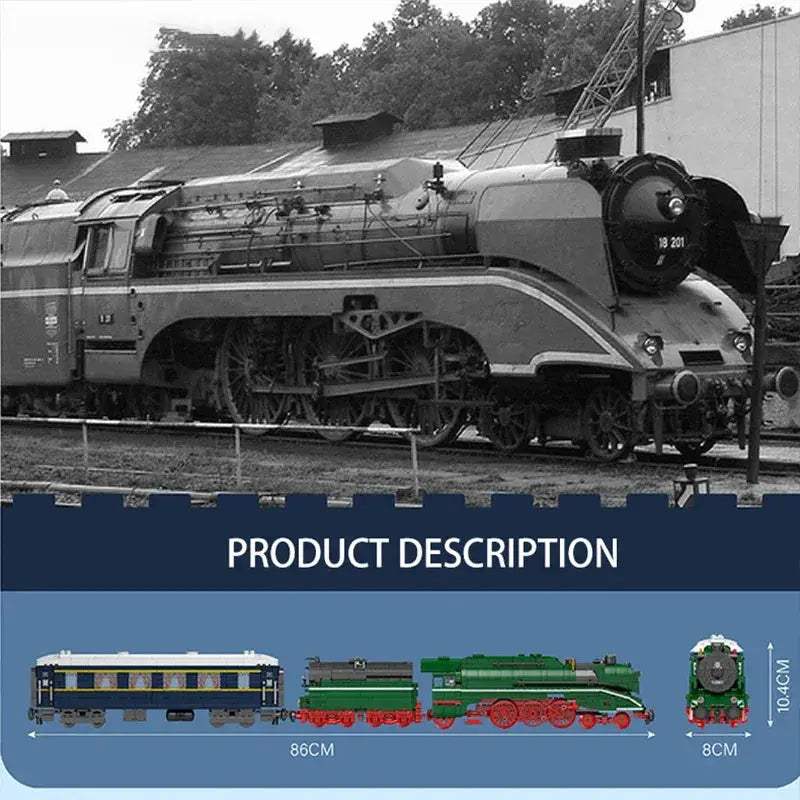 Train Building Blocks With Lighting Steam German Express Train Set - ToylandEU