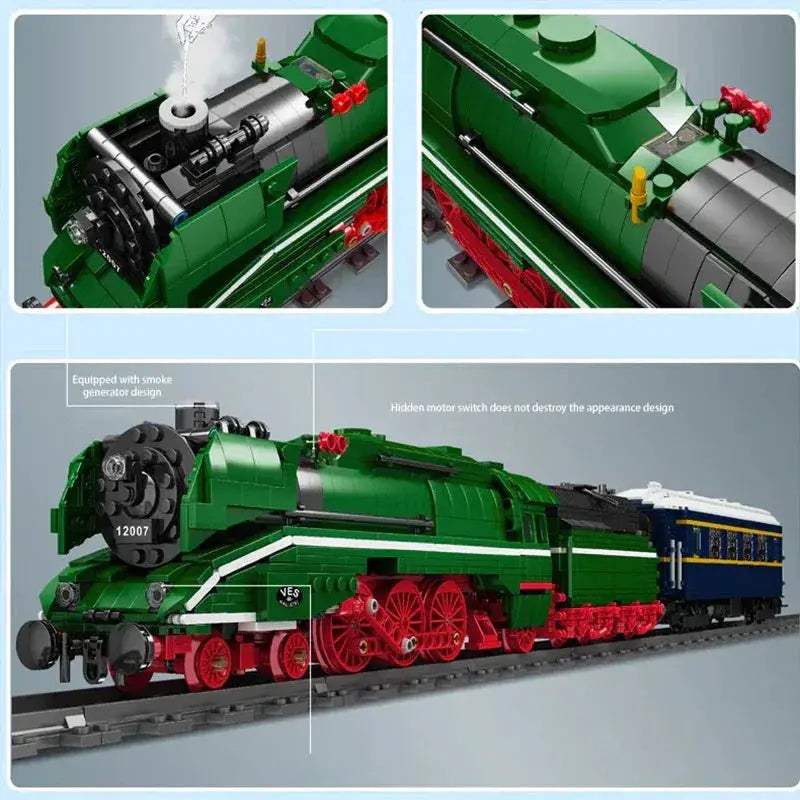 Train Building Blocks With Lighting Steam German Express Train Set - ToylandEU