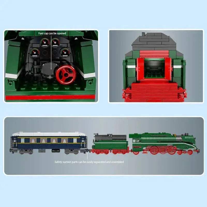 Train Building Blocks With Lighting Steam German Express Train Set - ToylandEU