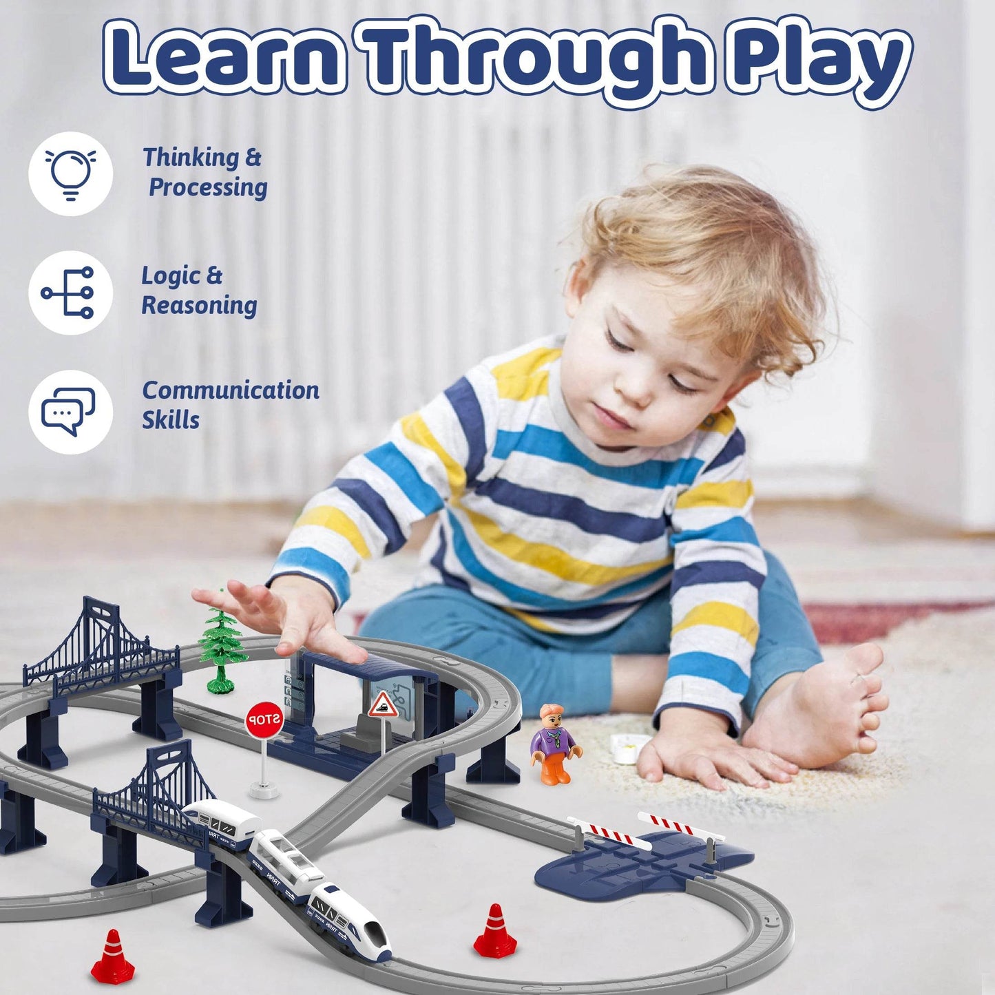 Train Set Toys, 66 Pcs Electric Train With Track Set - ToylandEU