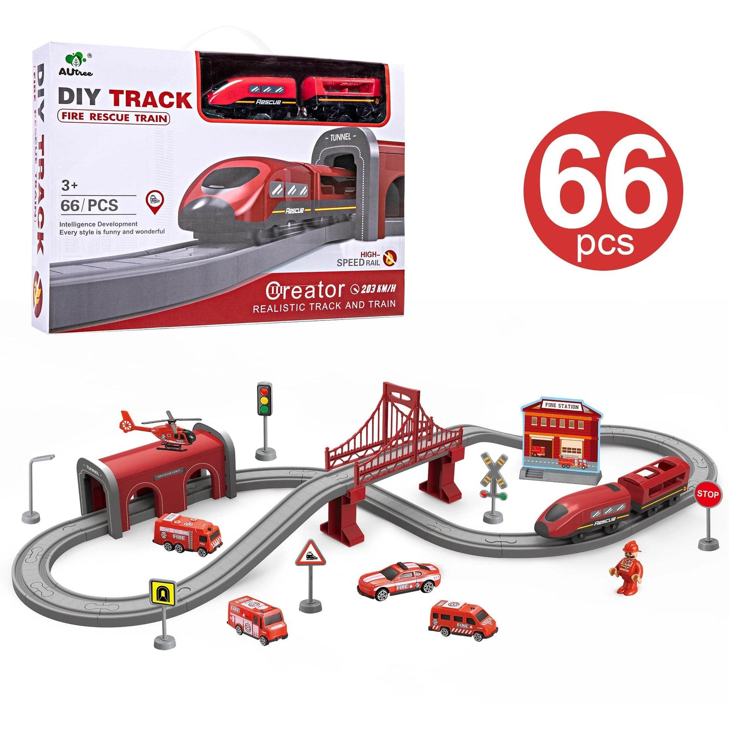 Train Set Toys, 66 Pcs Electric Train With Track Set - ToylandEU