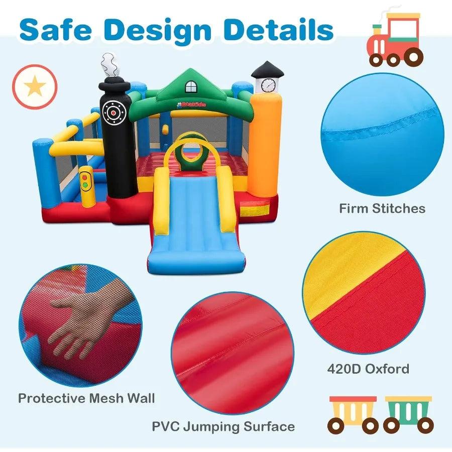  Train Theme Inflatable Bounce House With Slide Ball Pit -  ToylandEU™