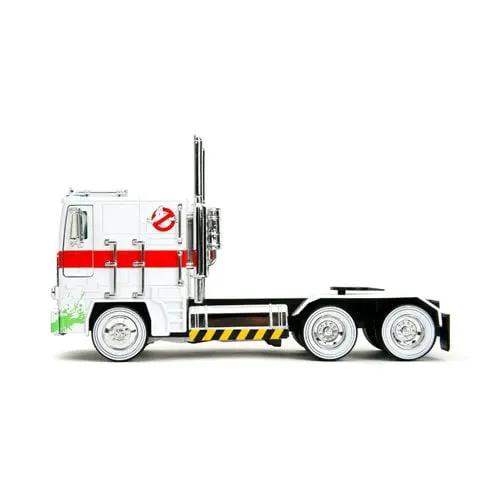 Transformers G1 Optimus Prime Big Rig with Ghostbusters Ecto-1 Graphics 1:24 Scale Die-Cast Metal Vehicle - ToyShnip