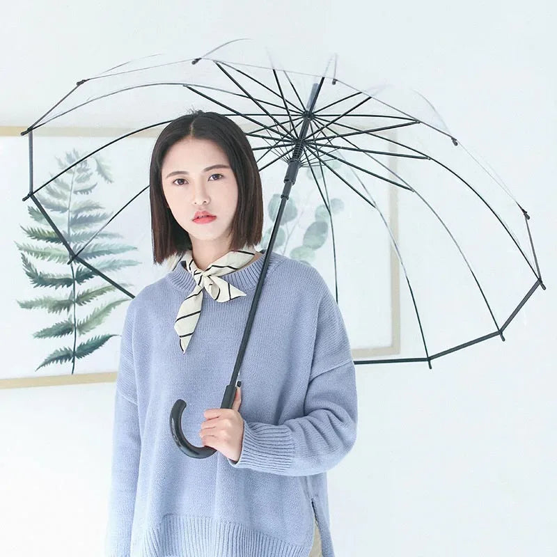 Transparent Kids Umbrella With Long Handle Automatic Rain Shield - ToylandEU