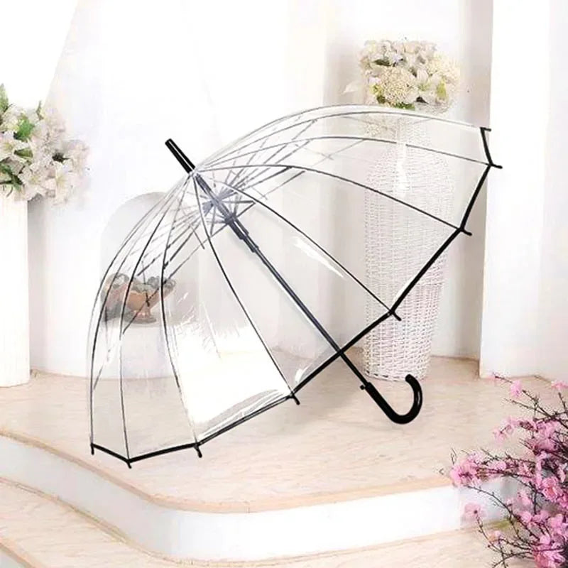 Transparent Kids Umbrella With Long Handle Automatic Rain Shield - ToylandEU
