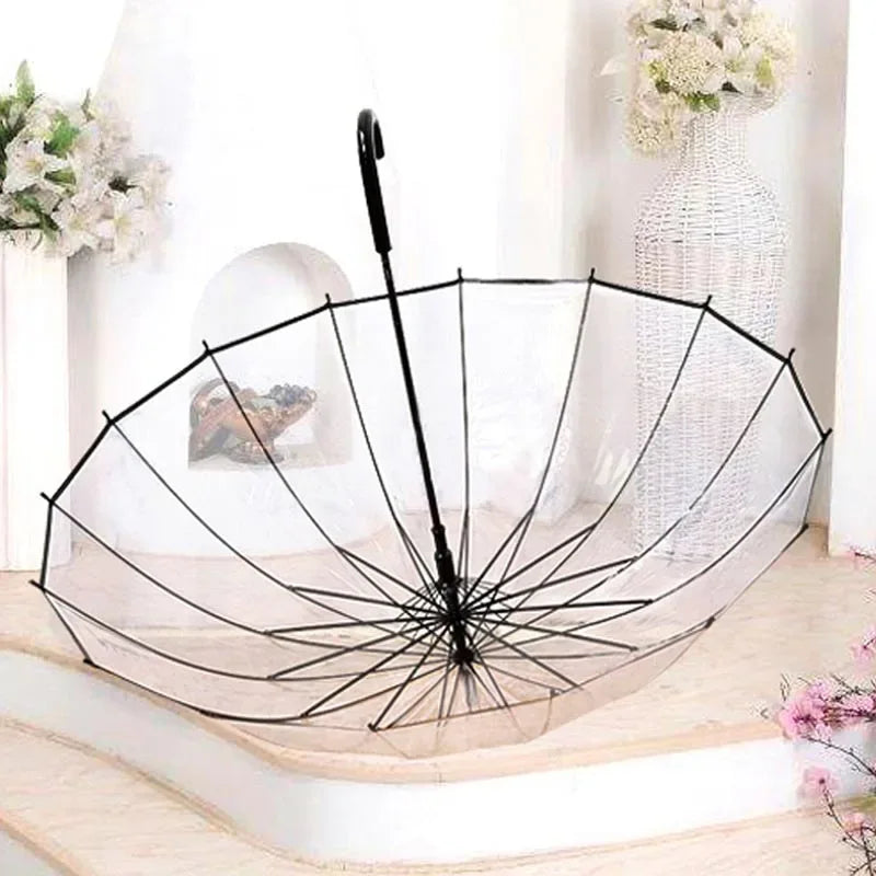 Transparent Kids Umbrella With Long Handle Automatic Rain Shield - ToylandEU