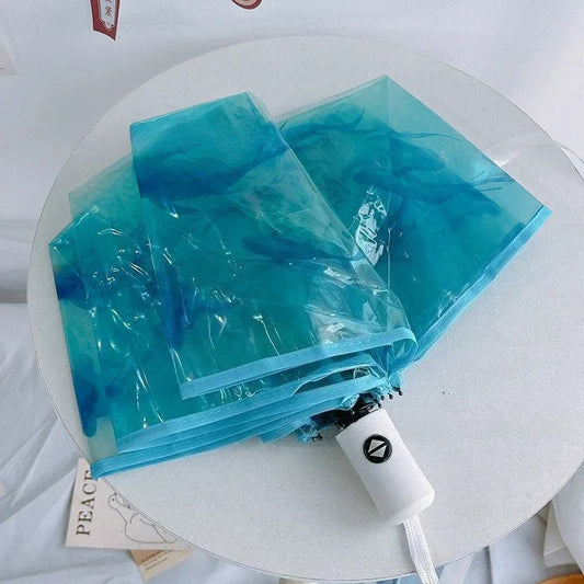 Transparent Whale Pattern Automatic Kids Umbrella Three Fold Travel - ToylandEU