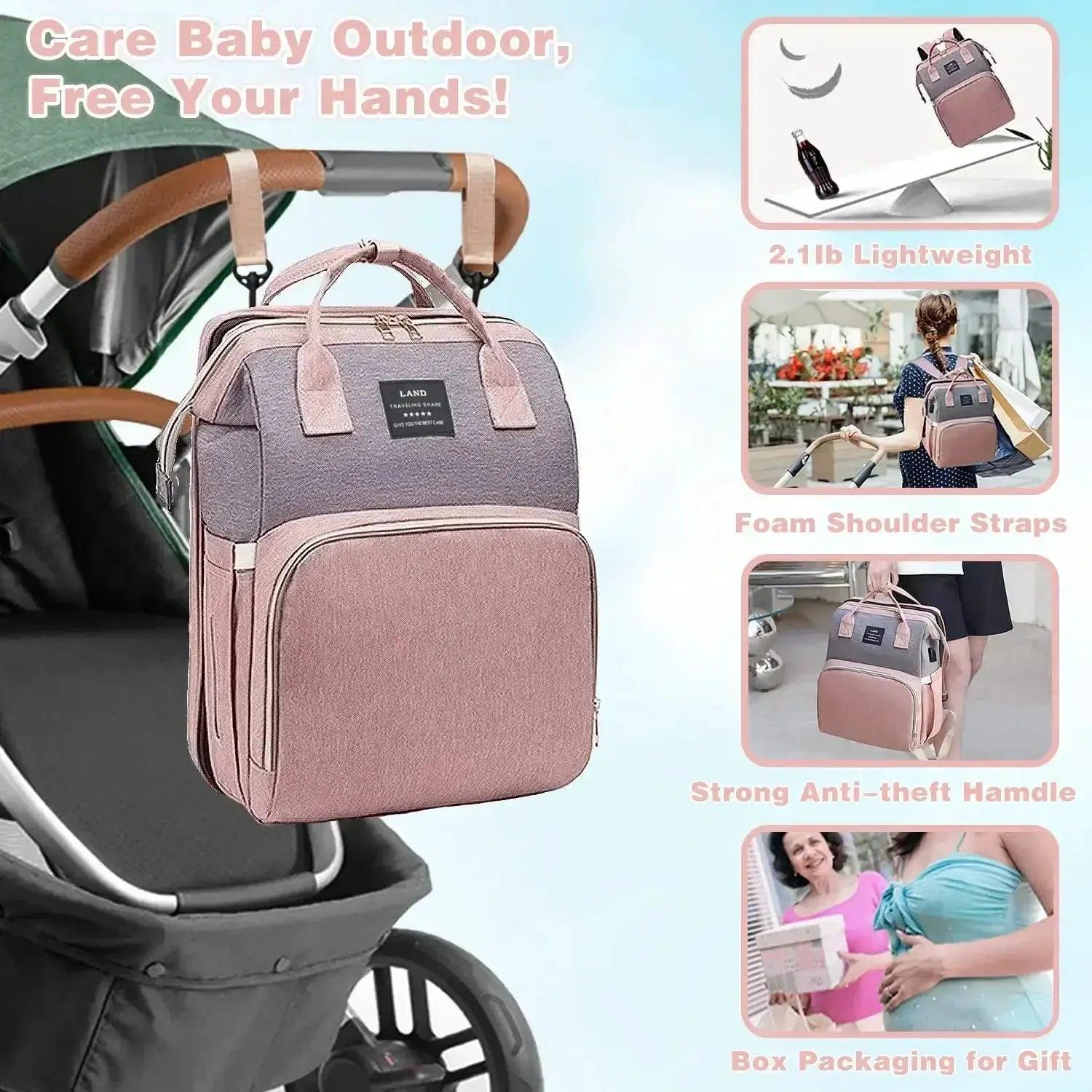  Travel Diaper Bag Backpack With Foldable Crib -  ToylandEU™
