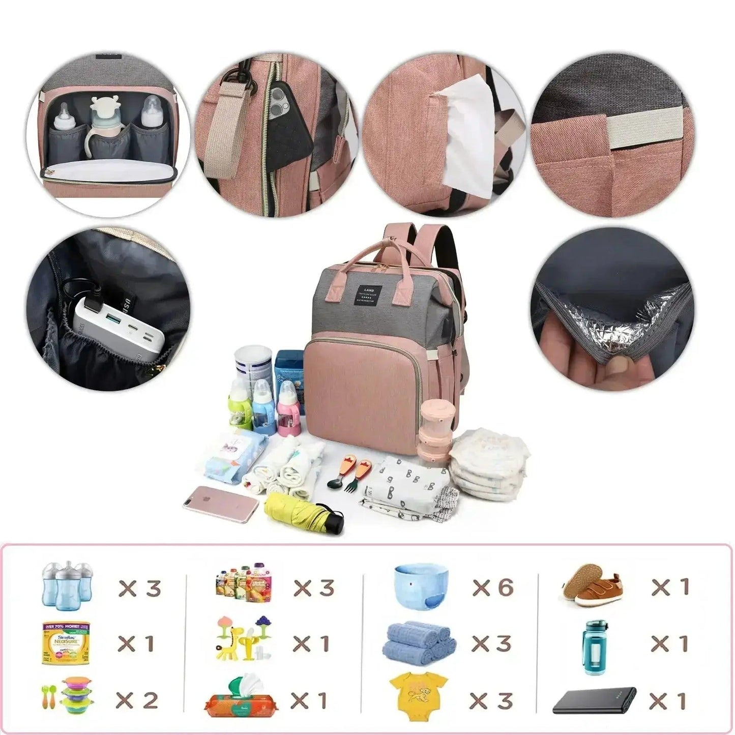  Travel Diaper Bag Backpack With Foldable Crib -  ToylandEU™