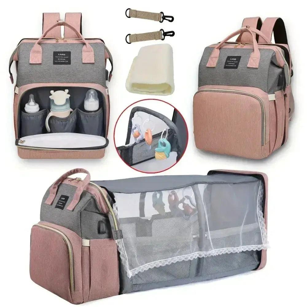  Travel Diaper Bag Backpack With Foldable Crib -  ToylandEU™