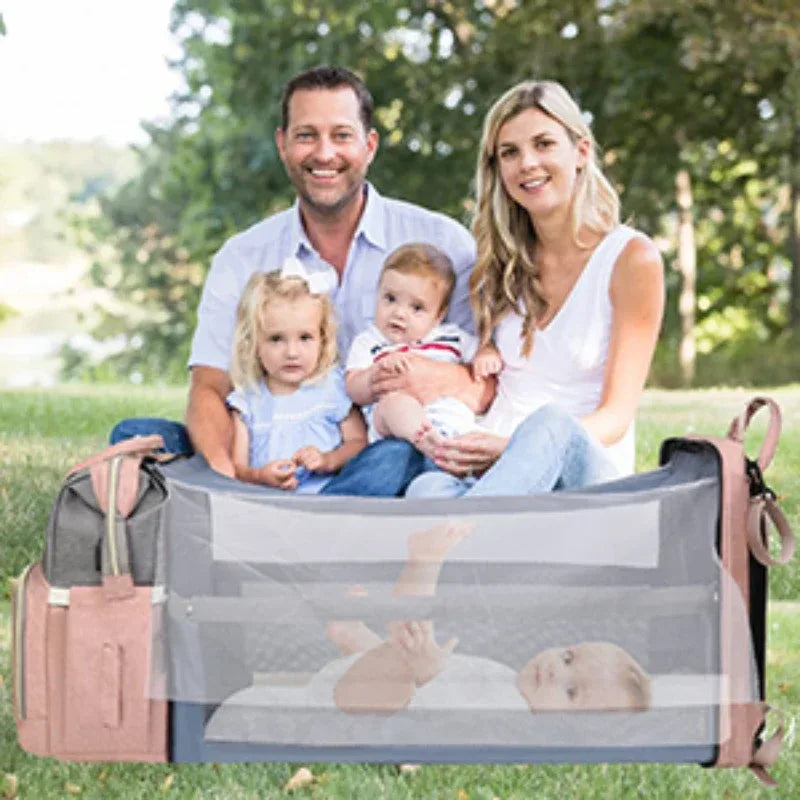 Travel Diaper Bag Backpack With Foldable Crib Bed Large Capacity - ToylandEU