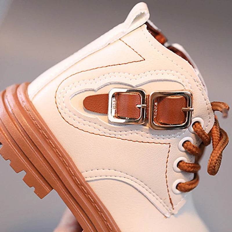 Trendy Children's Leather Autumn Boots for Boys and Girls - Stylish Short Boots with Anti-Slip Outsole - ToylandEU