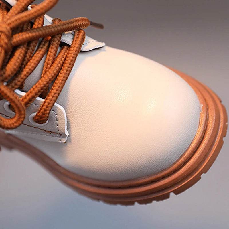 Trendy Children's Leather Autumn Boots for Boys and Girls - Stylish Short Boots with Anti-Slip Outsole - ToylandEU