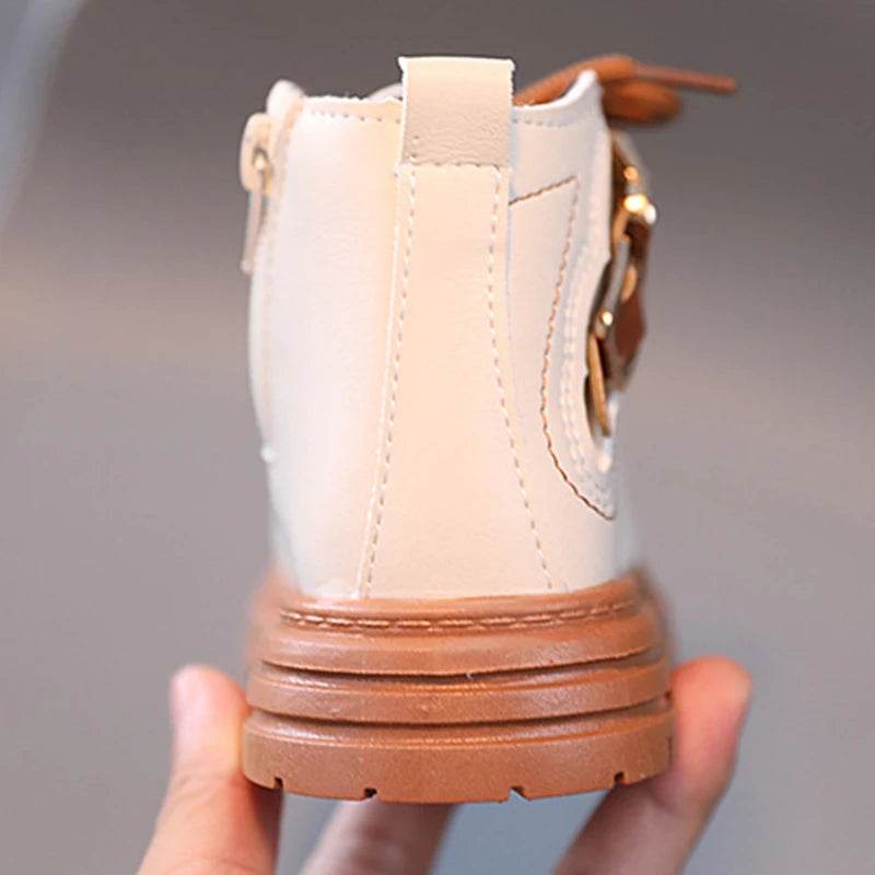 Trendy Children's Leather Autumn Boots for Boys and Girls - Stylish Short Boots with Anti-Slip Outsole - ToylandEU