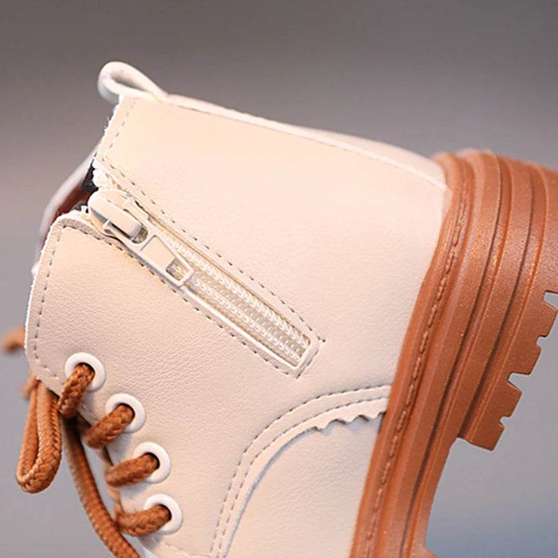Trendy Children's Leather Autumn Boots for Boys and Girls - Stylish Short Boots with Anti-Slip Outsole - ToylandEU