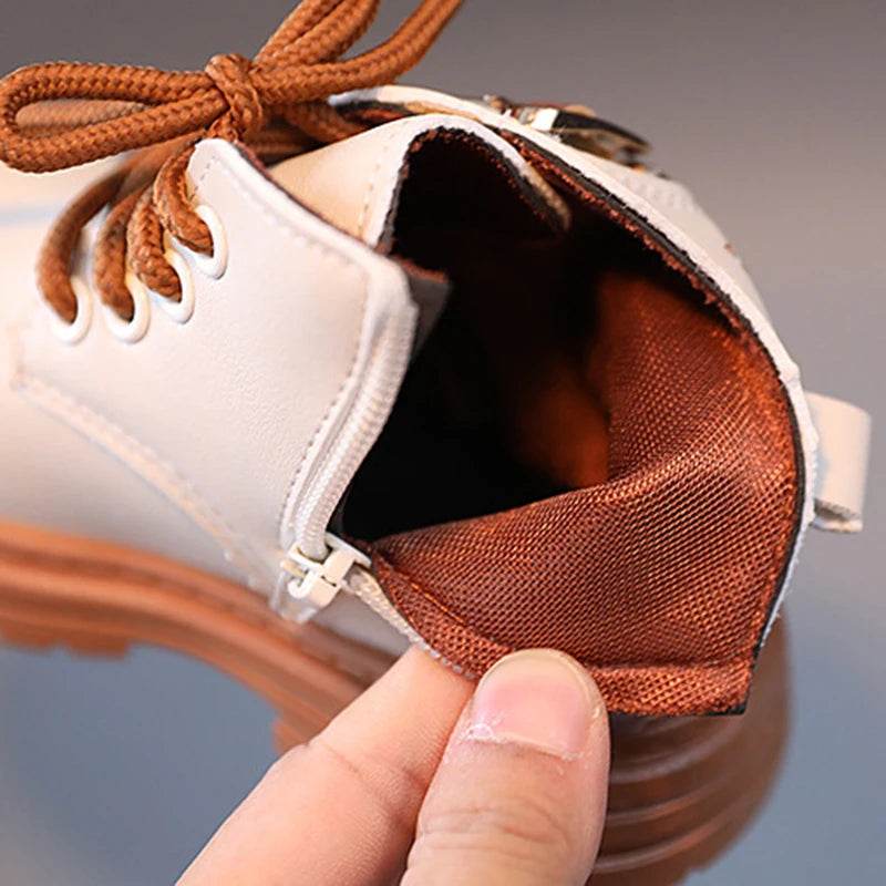 Trendy Children's Leather Autumn Boots for Boys and Girls - Stylish Short Boots with Anti-Slip Outsole - ToylandEU