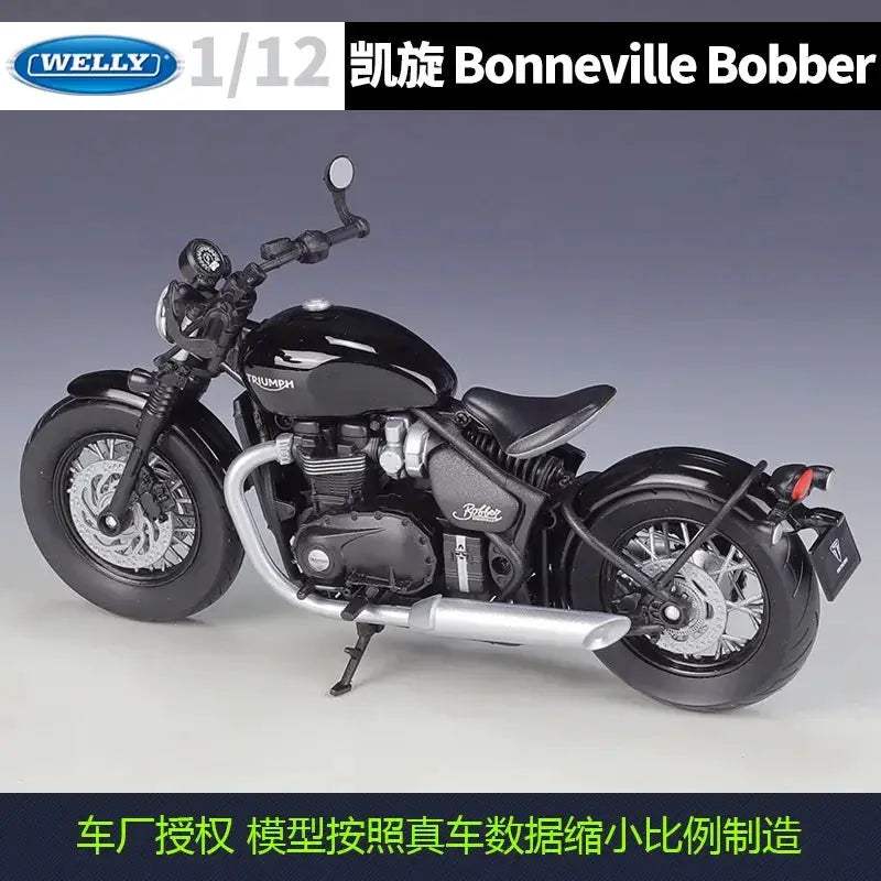 Triumph Bonneville Bobber Diecast Alloy Motorcycle Model 1to12 Gift Set - ToylandEU