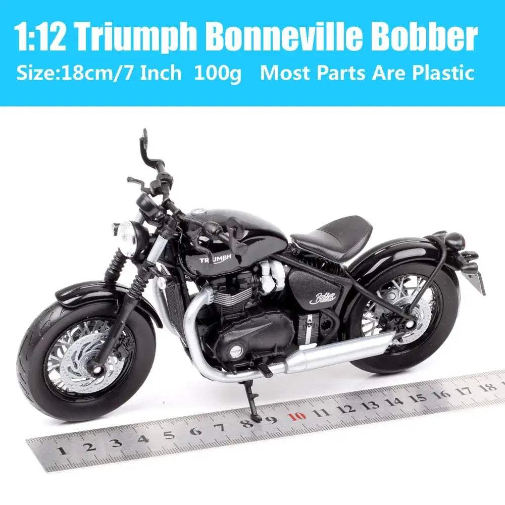 Triumph Bonneville Bobber Diecast Motorcycle Model One Twelfth Scale - ToylandEU