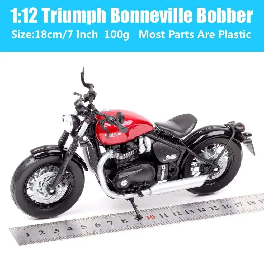 Triumph Bonneville Bobber Diecast Motorcycle Model One Twelfth Scale - ToylandEU