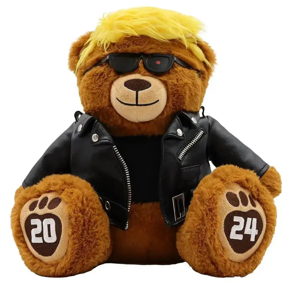 Trumpinator Teddy Bear With Signature Look And Vinyl Jacket - Proud Patriots