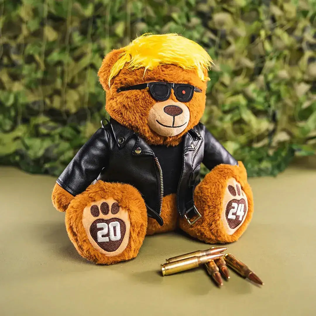 Trumpinator Teddy Bear With Signature Look And Vinyl Jacket - Proud Patriots