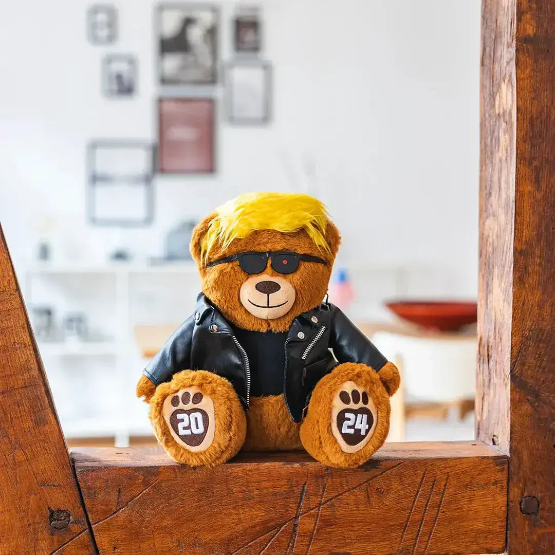 Trumpinator Teddy Bear With Signature Look And Vinyl Jacket - Proud Patriots