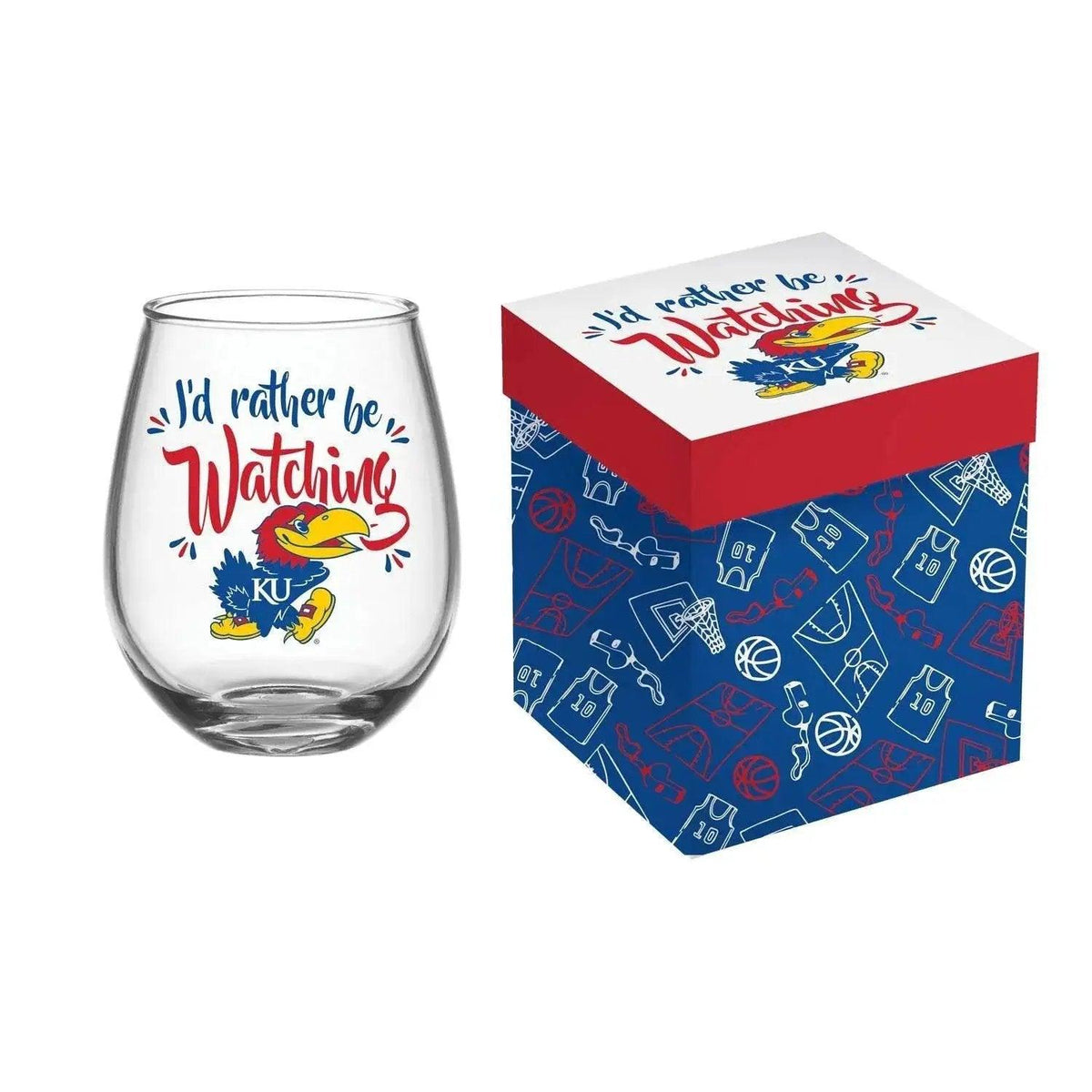  Kansas Jayhawks 17oz Stemless Wine Glass Gift Box Set -  ToylandEU™