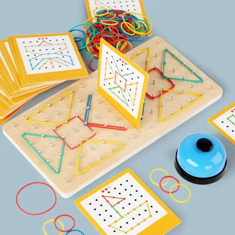 Two Player Wooden Nail Board Geometric Puzzle For Kids - ToylandEU