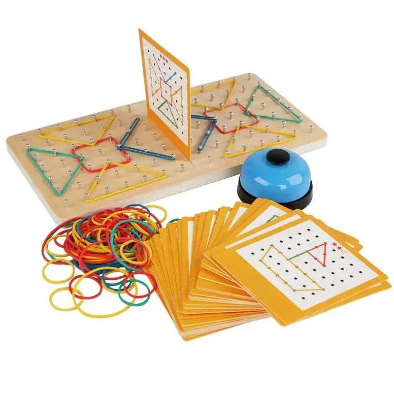Two Player Wooden Nail Board Geometric Puzzle For Kids - ToylandEU