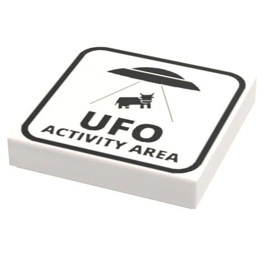 UFO Activity Area Sign 2x2 LEGO Tile Figure Scale Custom Printed On Authentic LEGO Tile - ToylandEU
