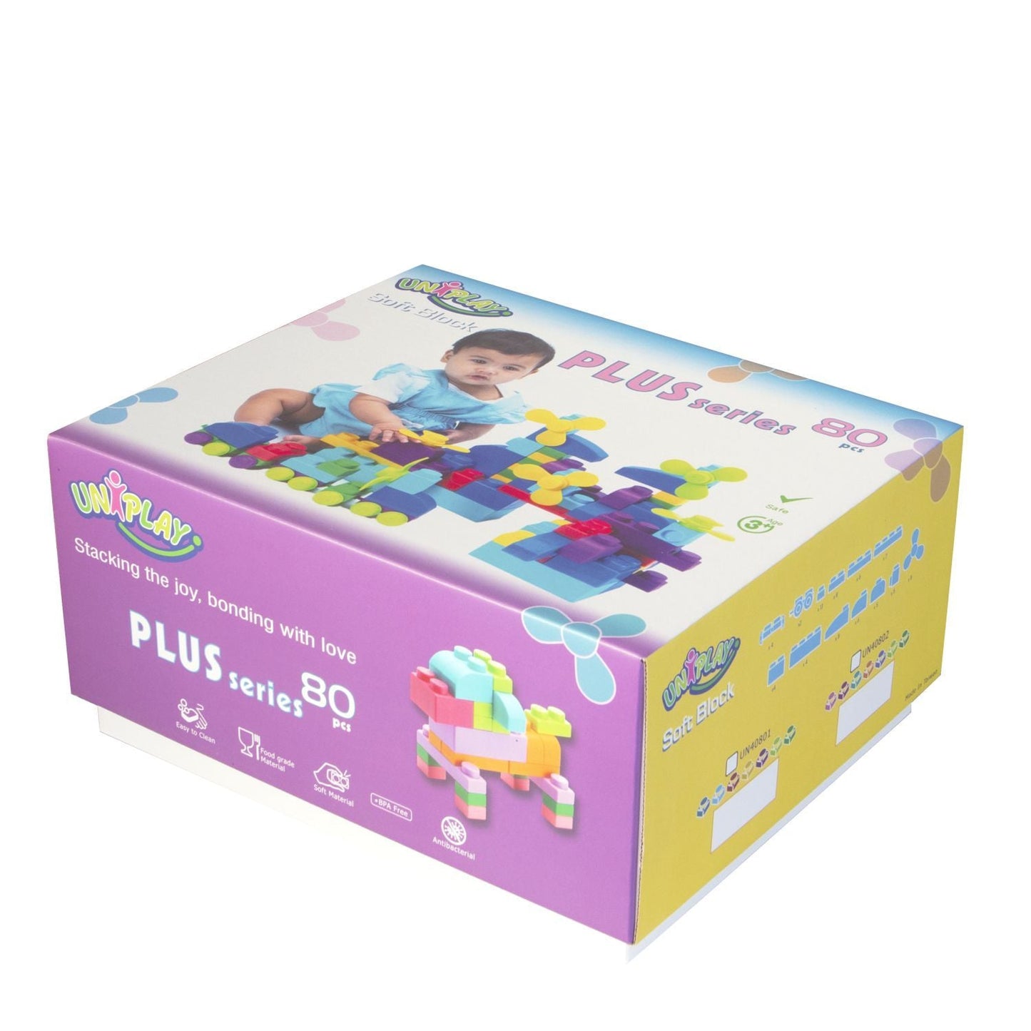 UNiPLAY Soft Building Blocks Plus Series 80pcs Primary Color - ToylandEU