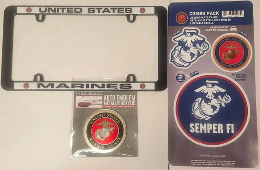  US Marine Auto Accessory Combo Kit License Frame Emblem -  ToylandEU™