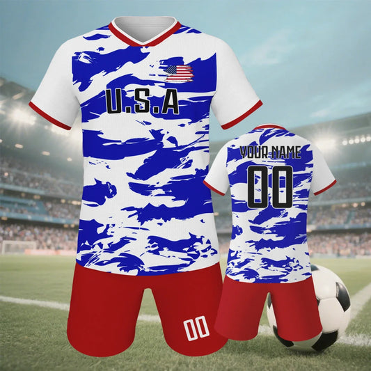 USA Kids Custom Soccer Jersey With Printed Name And Number - ToylandEU