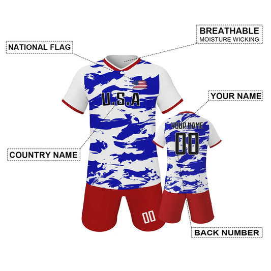 USA Kids Custom Soccer Jersey With Printed Name And Number - ToylandEU